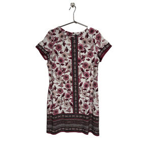 White House Black Market Pink Cream Floral Short Sleeve Women's Dress - Size XL